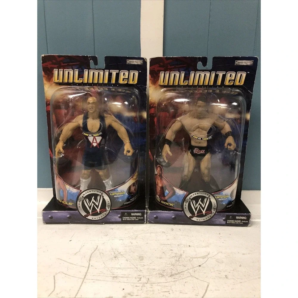 WWE CLASSIC SUPERSTARS UNLIMITED KURT ANGLE + The Rock WRESTLING‎ FIGUREs
